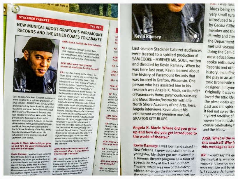 playbill with photo of Kevin Ramsey and interview by Angie Mack Reilly