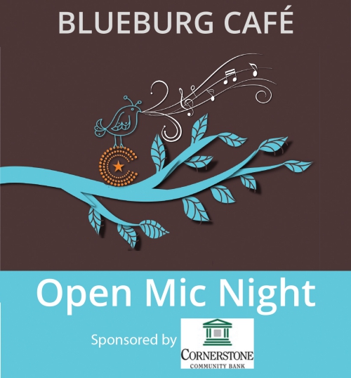 Blueburg Cafe Open Mic Night Logo